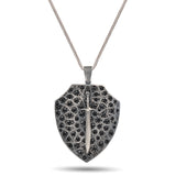 925 Sterling Silver Shield & Sword Pendant - Chivalry & Protection Medallion