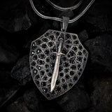 925 Sterling Silver Shield & Sword Pendant - Chivalry & Protection Medallion