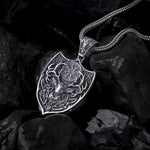 Deer Stag Shield Sterling Silver Pendant - Dagger Forge