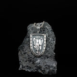 Oxidized Silver Archangel Michael Shield Pendant - Divine Protection Amulet