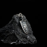 Oxidized Silver Archangel Michael Shield Pendant - Divine Protection Amulet
