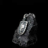 Oxidized Silver Archangel Michael Shield Pendant - Divine Protection Amulet