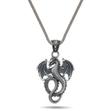 Silver Full Body Winged Dragon Pendant