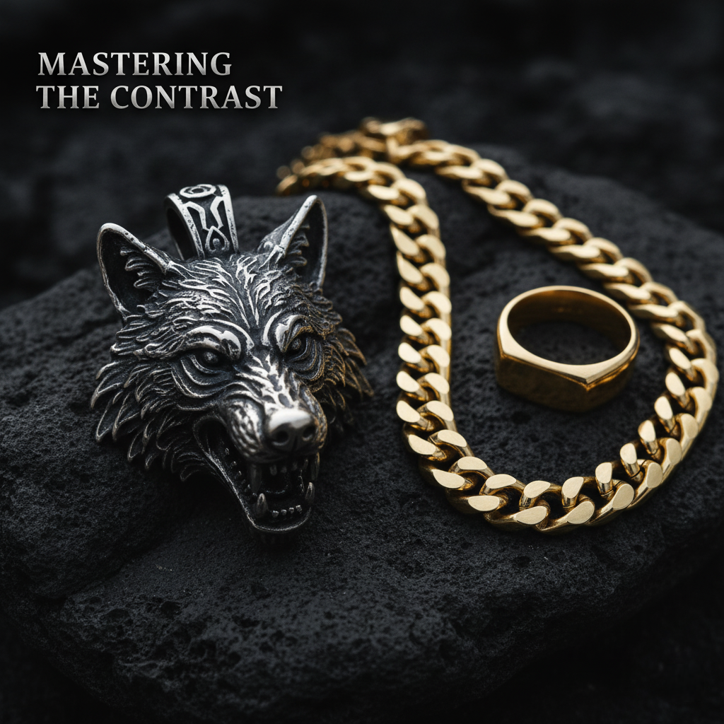 Oxidized Silver & Gold: Men's Mixed Metal Styling