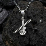 Bright Silver Classical Music Necklace for Men - Violin Charm