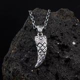 Braided Silver Viking Tusk Necklace - Protection Symbol