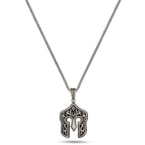 Bright Silver Spartan Helmet Necklace for Men - Courage Symbol