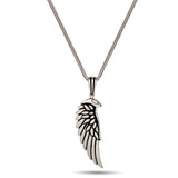 Sleek Silver Eagle Profile & Wing Necklace for Men