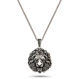 Men's Polished 925 Sterling Silver Lion Head Pendant