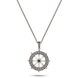 Detailed Silver Captain's Wheel Necklace