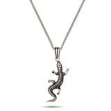 Bright Silver Gecko Charm Necklace for Men