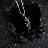 Bright Silver Gecko Charm Necklace for Men
