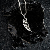 Sleek Silver Eagle Profile & Wing Necklace for Men