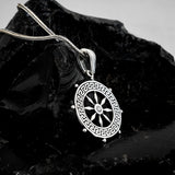 Detailed Silver Captain's Wheel Necklace