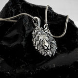 Men's Polished 925 Sterling Silver Lion Head Pendant