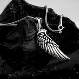 Sleek Silver Eagle Profile & Wing Necklace for Men