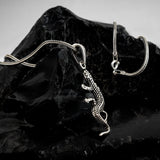 Bright Silver Gecko Charm Necklace for Men