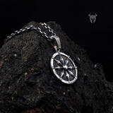 925 Sterling Silver Polished Compass Pendant
