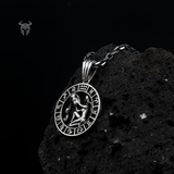 925 Sterling Silver Polished Aquarius Zodiac Medallion, Men's Astrology Pendant
