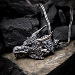Dragon Horned Sovereign Sterling Silver Pendant - Dagger Forge