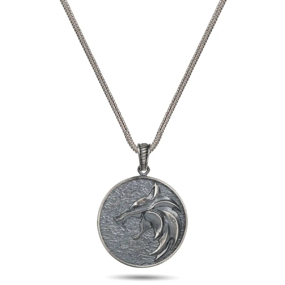 Fenrir’s Howl - Wolf Medallion Silver Necklace
