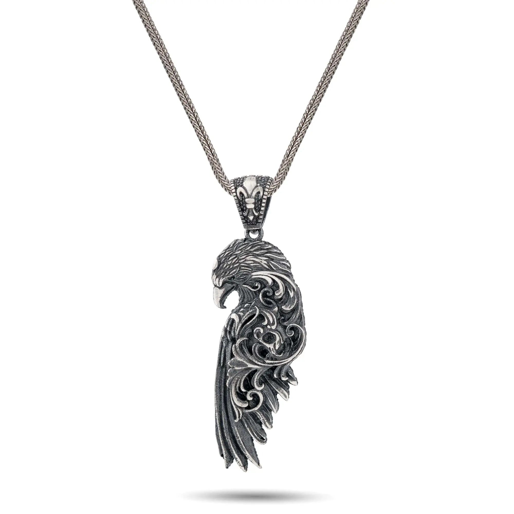 Gothic Eagle Wing Sterling Silver Pendant - Dagger Forge