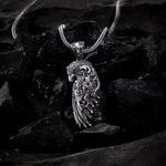 Gothic Eagle Wing Sterling Silver Pendant - Dagger Forge