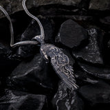 Gothic Eagle Wing Sterling Silver Pendant - Dagger Forge