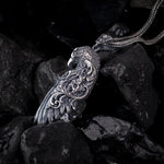 Gothic Eagle Wing Sterling Silver Pendant - Dagger Forge