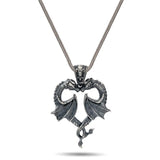 Heart of the Dragon – Twin Dragon Silver Pendant Necklace