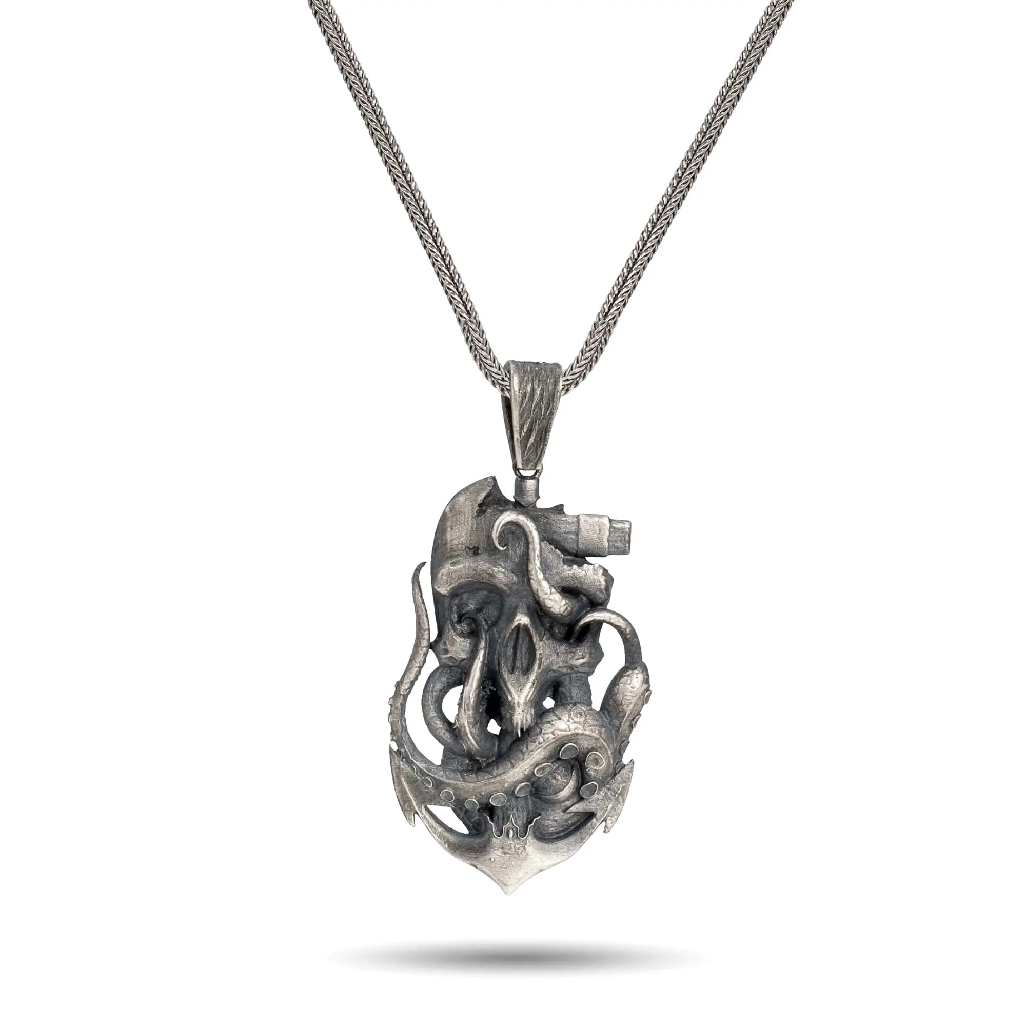 Kraken Pirate Skull Pendant - Dagger Forge