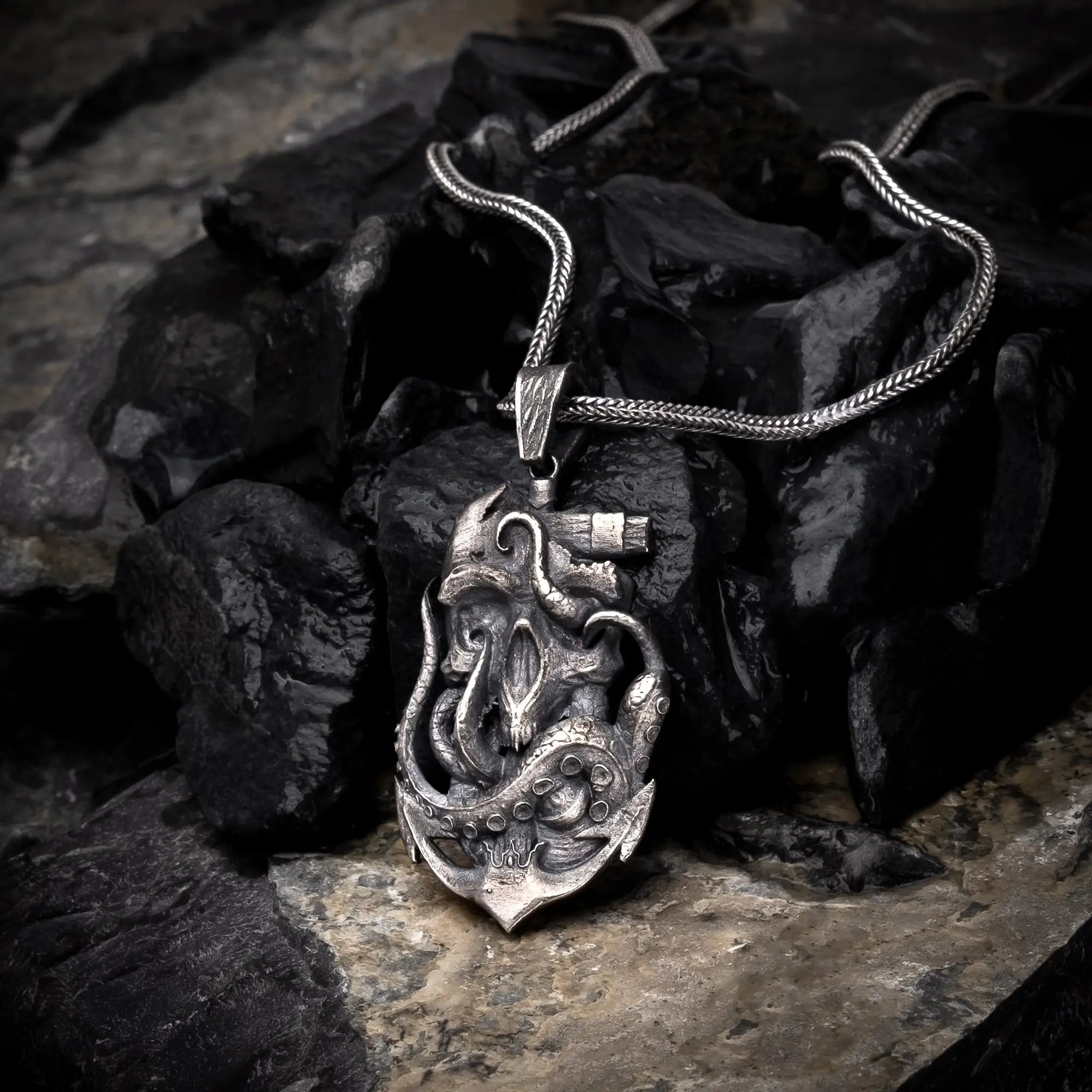 Kraken Pirate Skull Pendant - Dagger Forge