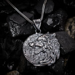 Lunar Howl Wolf Sterling Silver Pendant - Dagger Forge