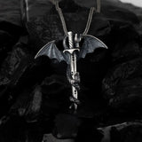 Blade of the Wyrm – Silver Gothic Dragon Sword Pendant