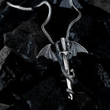 Blade of the Wyrm – Silver Gothic Dragon Sword Pendant
