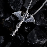 Blade of the Wyrm – Silver Gothic Dragon Sword Pendant