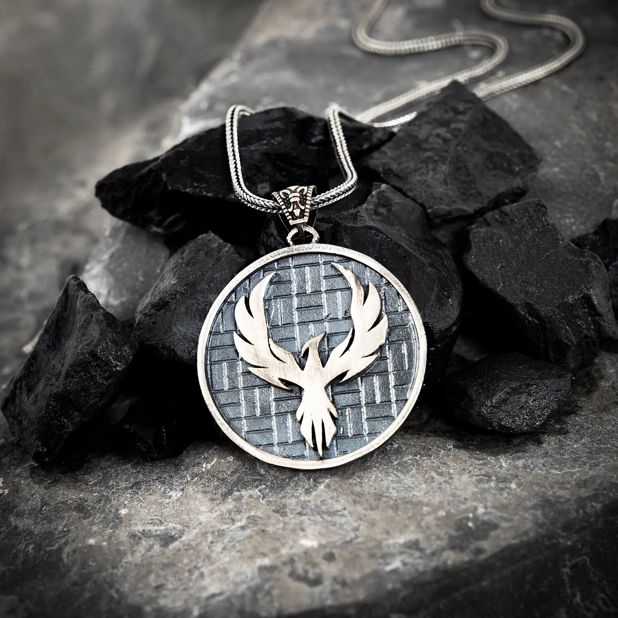 Phoenix Rebirth Sterling Silver Pendant - Dagger Forge 