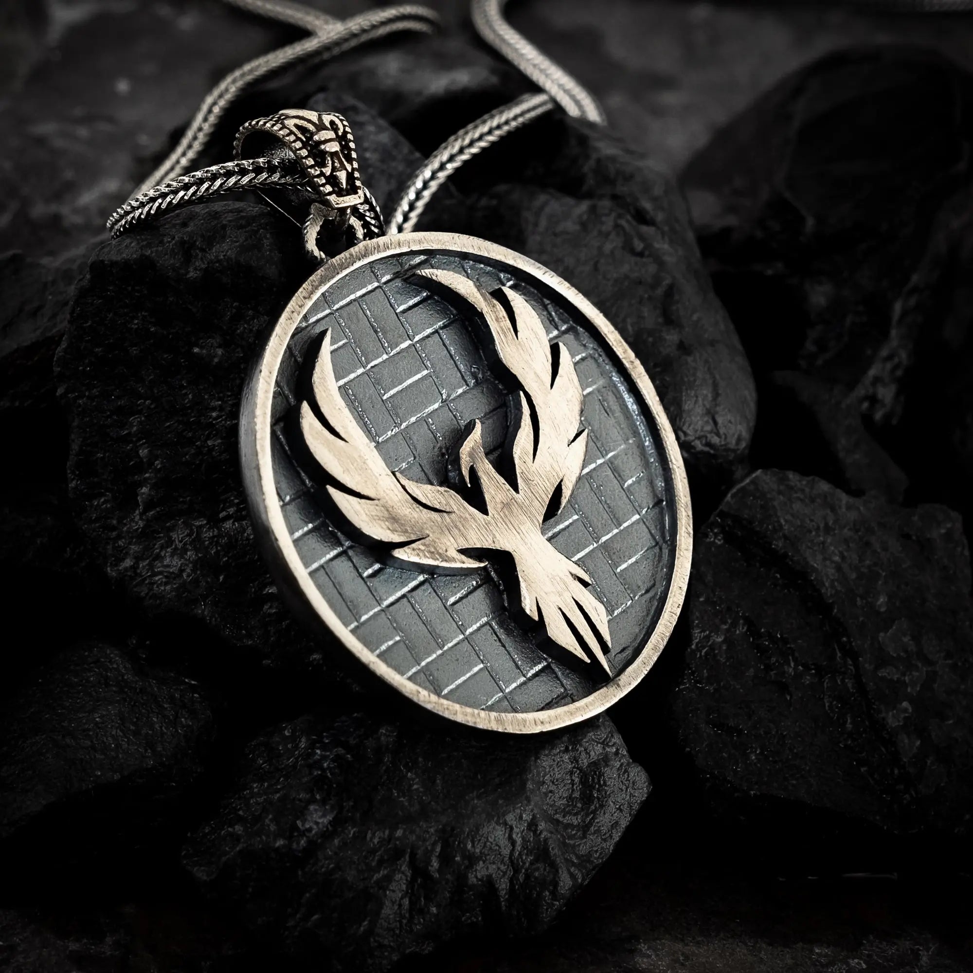 Phoenix Rebirth Sterling Silver Pendant - Dagger Forge 