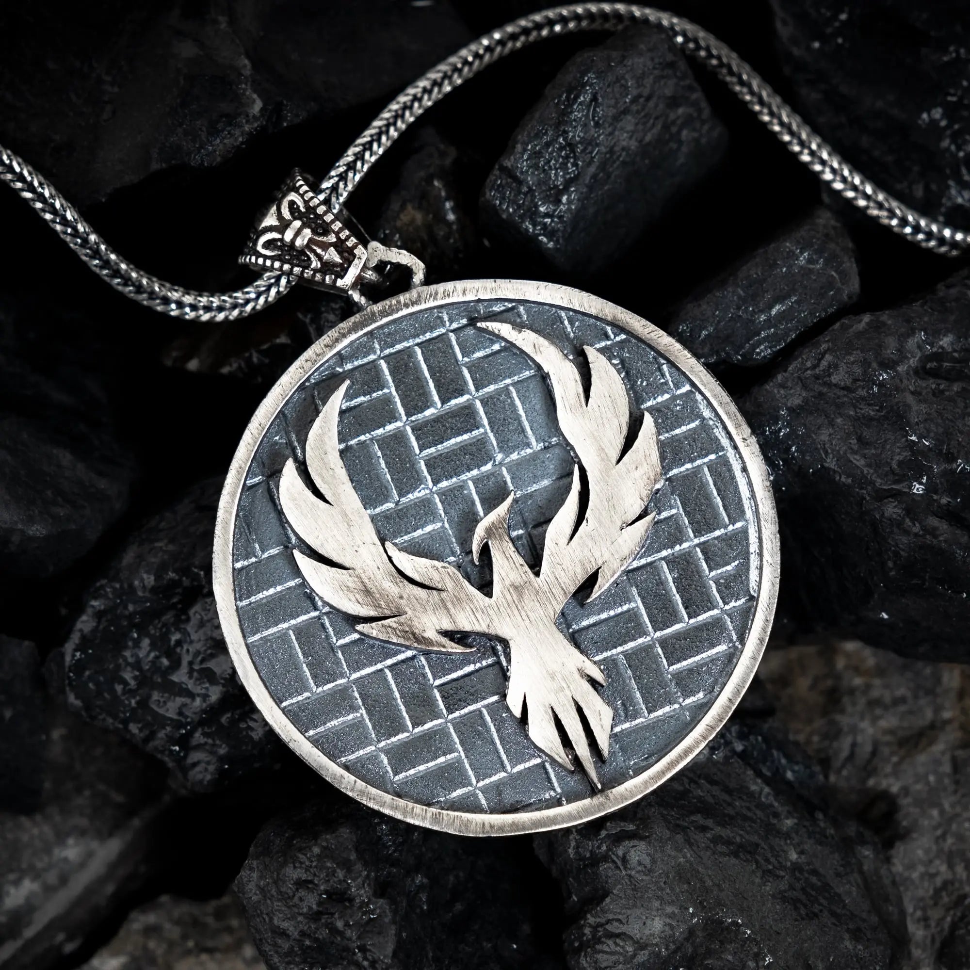Phoenix Rebirth Sterling Silver Pendant - Dagger Forge 