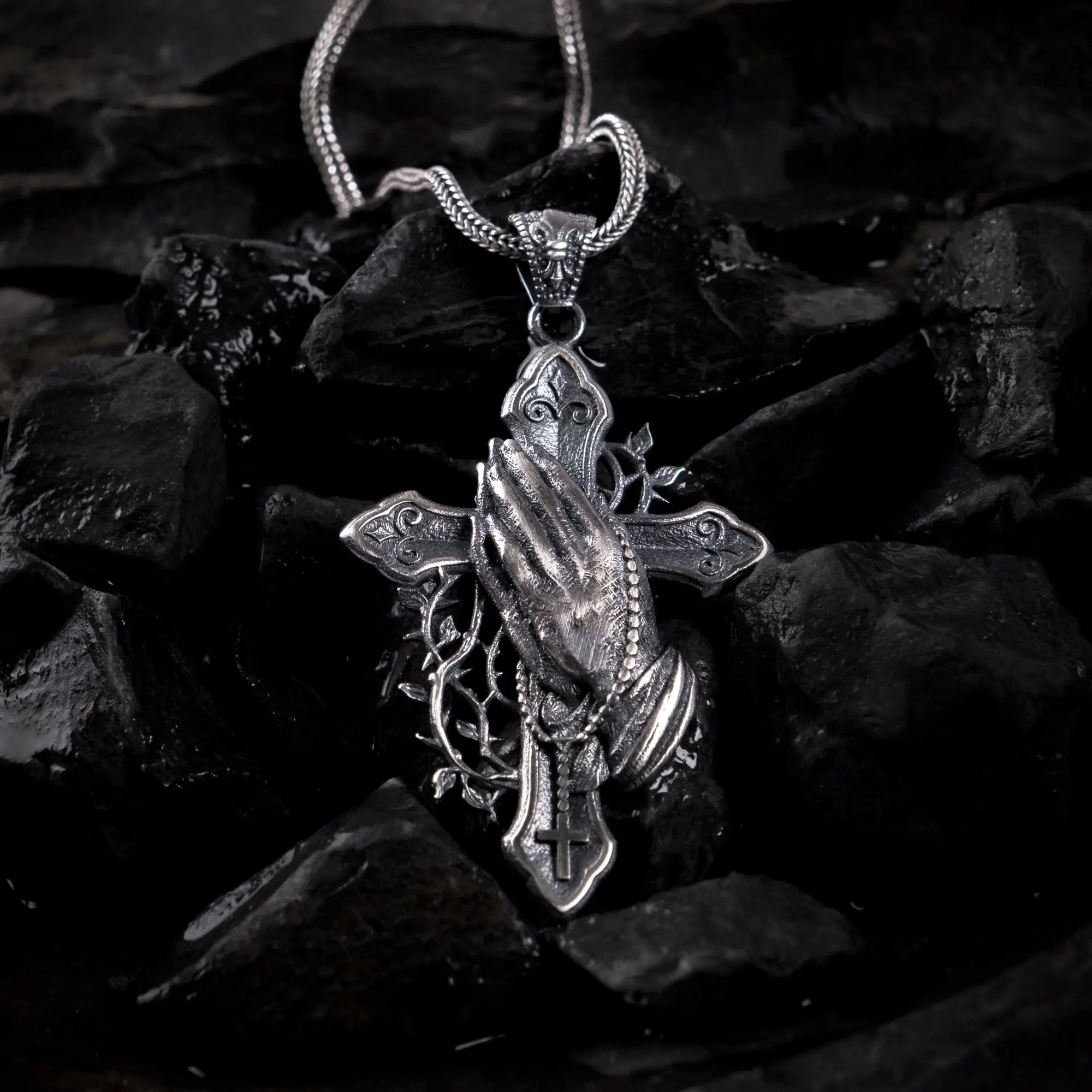 Prayer & Thorns Sterling Silver Pendant - Dagger Forge
