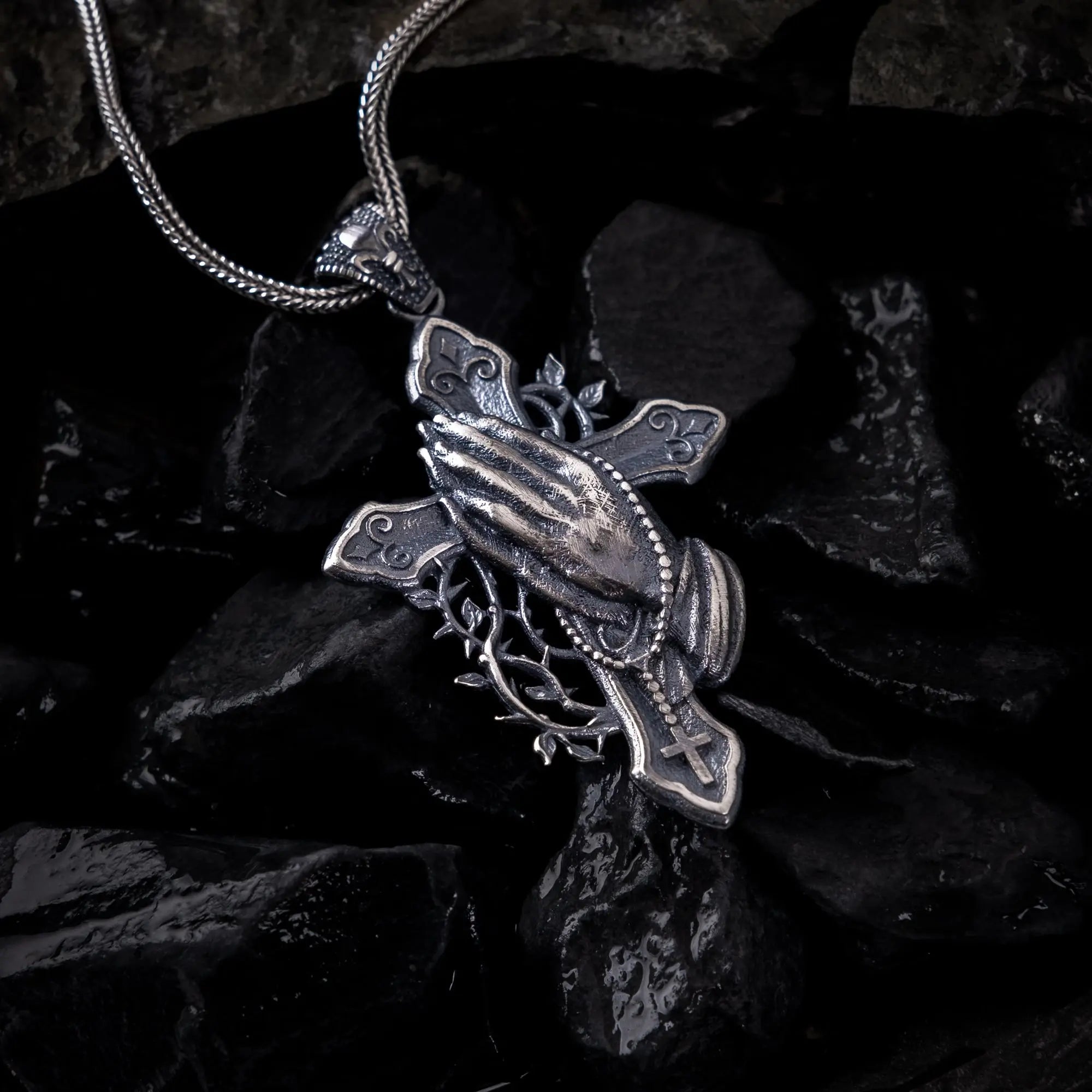Prayer & Thorns Sterling Silver Pendant - Dagger Forge