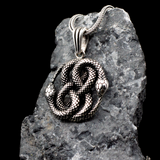 Men's Polished 925 Sterling Silver Intertwined Snake Pendant