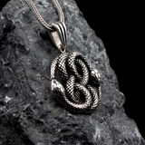 Men's Polished 925 Sterling Silver Intertwined Snake Pendant