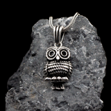 Bright Silver Night Owl Necklace - Wisdom Symbol