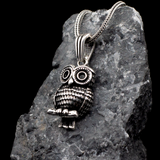 Bright Silver Night Owl Necklace - Wisdom Symbol