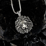 Men's Polished 925 Sterling Silver Lion Head Pendant