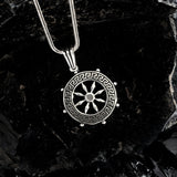 Detailed Silver Captain's Wheel Necklace