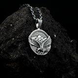 Sterling Silver Majestic Eagle and Mountain Pendant