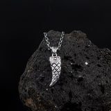 Braided Silver Viking Tusk Necklace - Protection Symbol