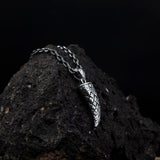 Braided Silver Viking Tusk Necklace - Protection Symbol